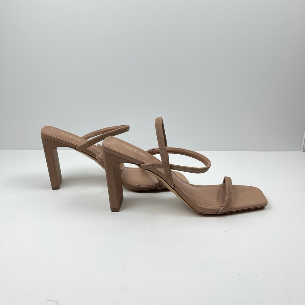 Aldo Nude Strappy Square Toe Heels